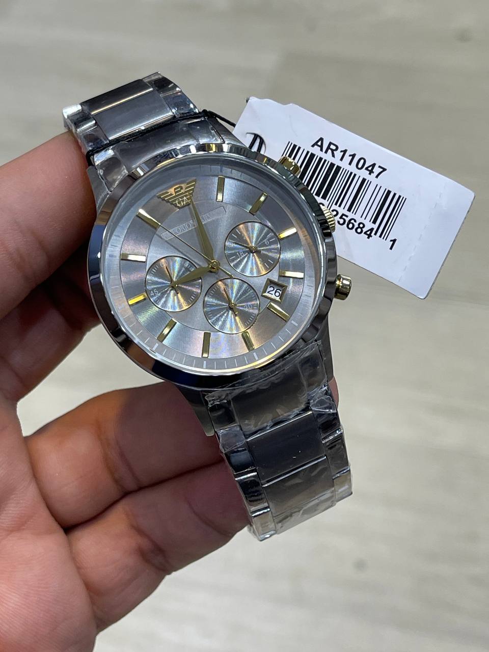 Emporio Armani Renato AR11047 Grey Dial Gold Accents Watch