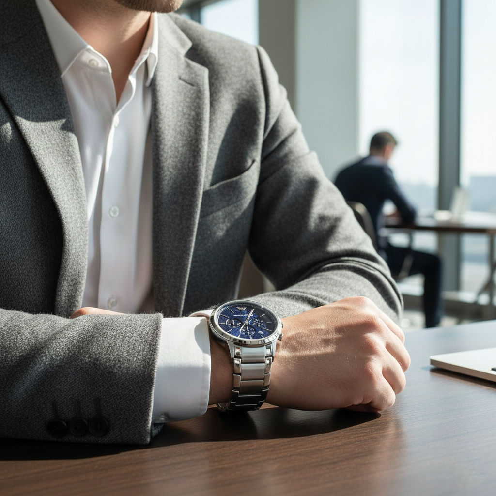 Emporio Armani Renato AR11164 Navy Blue Dial Silver Watch