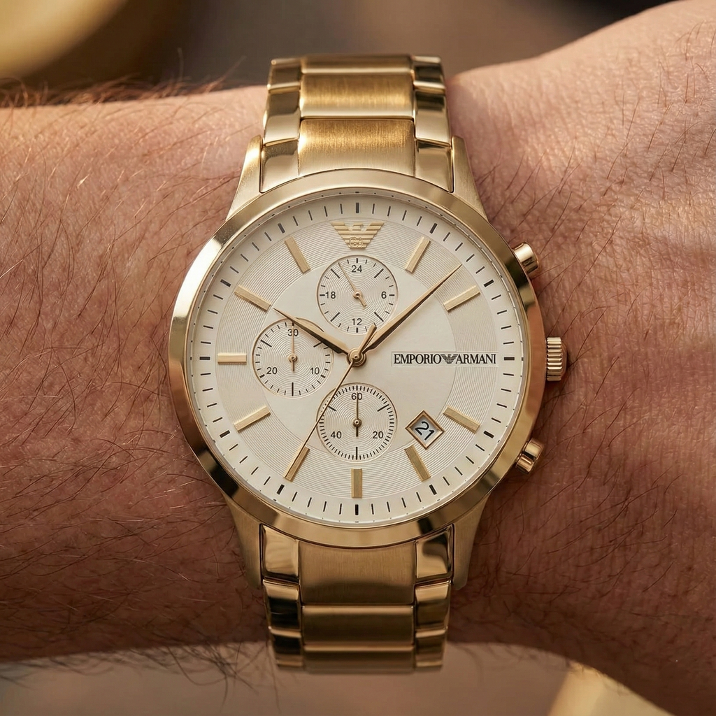 Emporio Armani Renato AR11332 Gold Chronograph Off-White Dial Watch