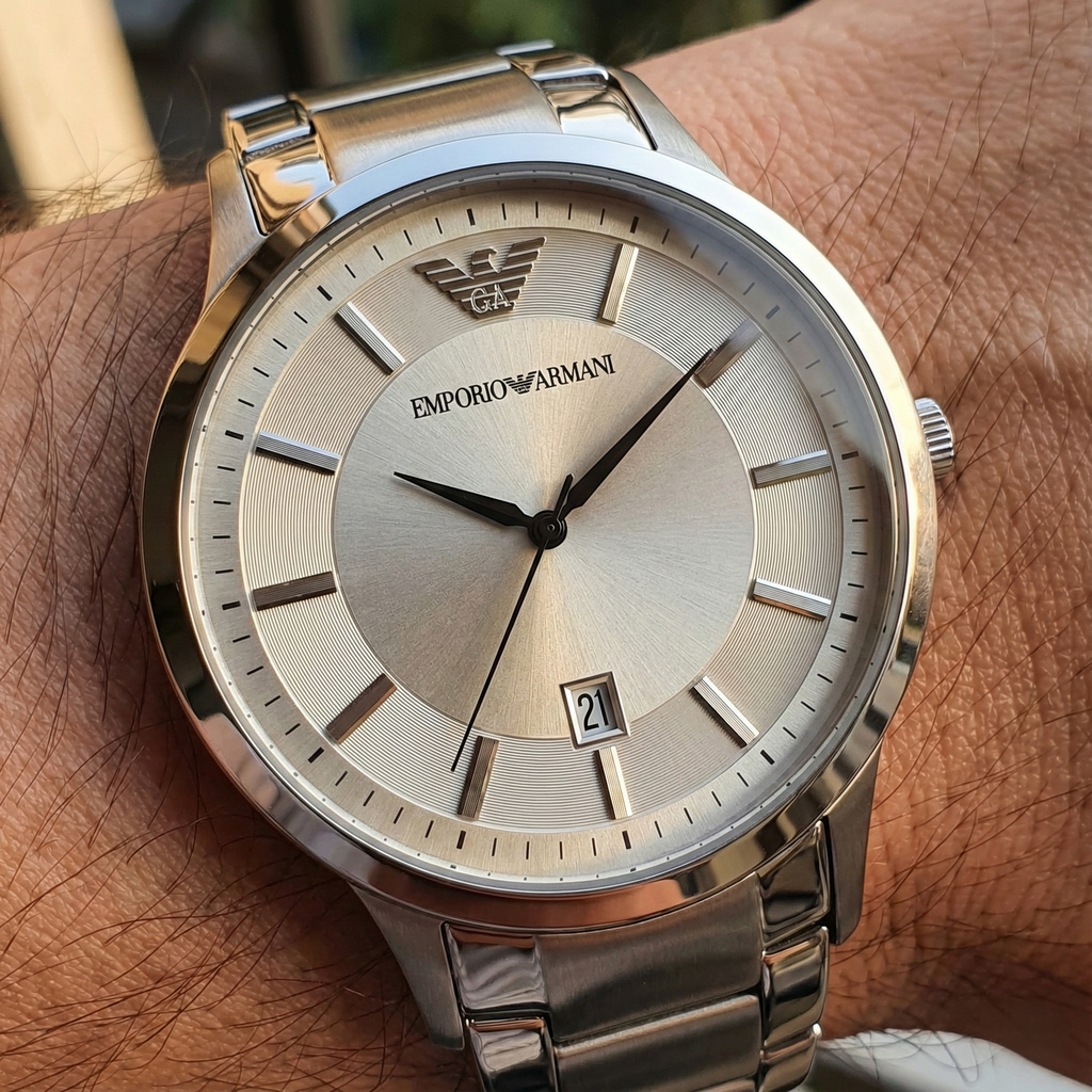 Emporio Armani Renato AR2431 Silver Sunray Dial Steel Watch