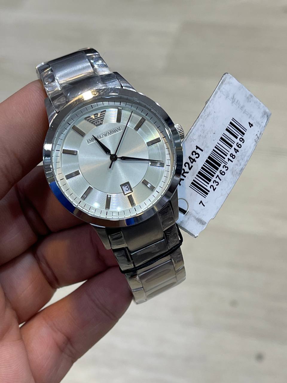 Emporio Armani Renato AR2431 Silver Sunray Dial Steel Watch