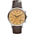 Emporio Armani Renato AR2433 Cream Dial Brown Leather Watch