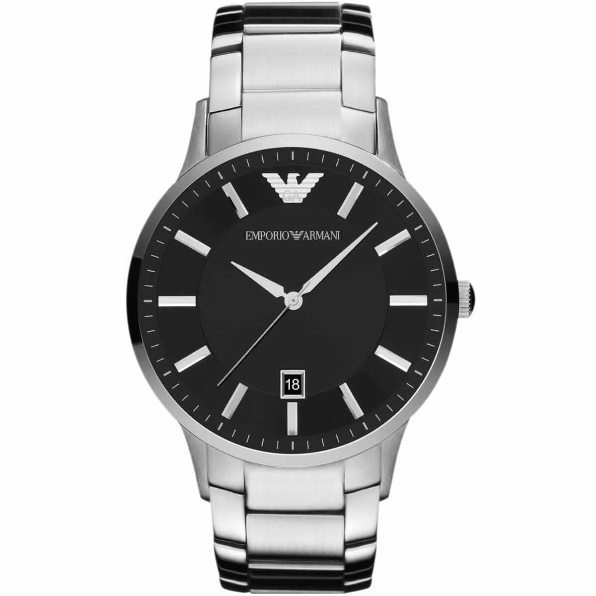 Emporio Armani Renato AR2457 Black Dial Silver Steel Watch