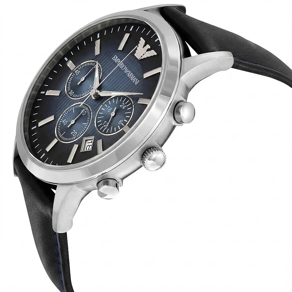Emporio Armani Renato AR2473 Navy Blue Leather Chronograph Watch