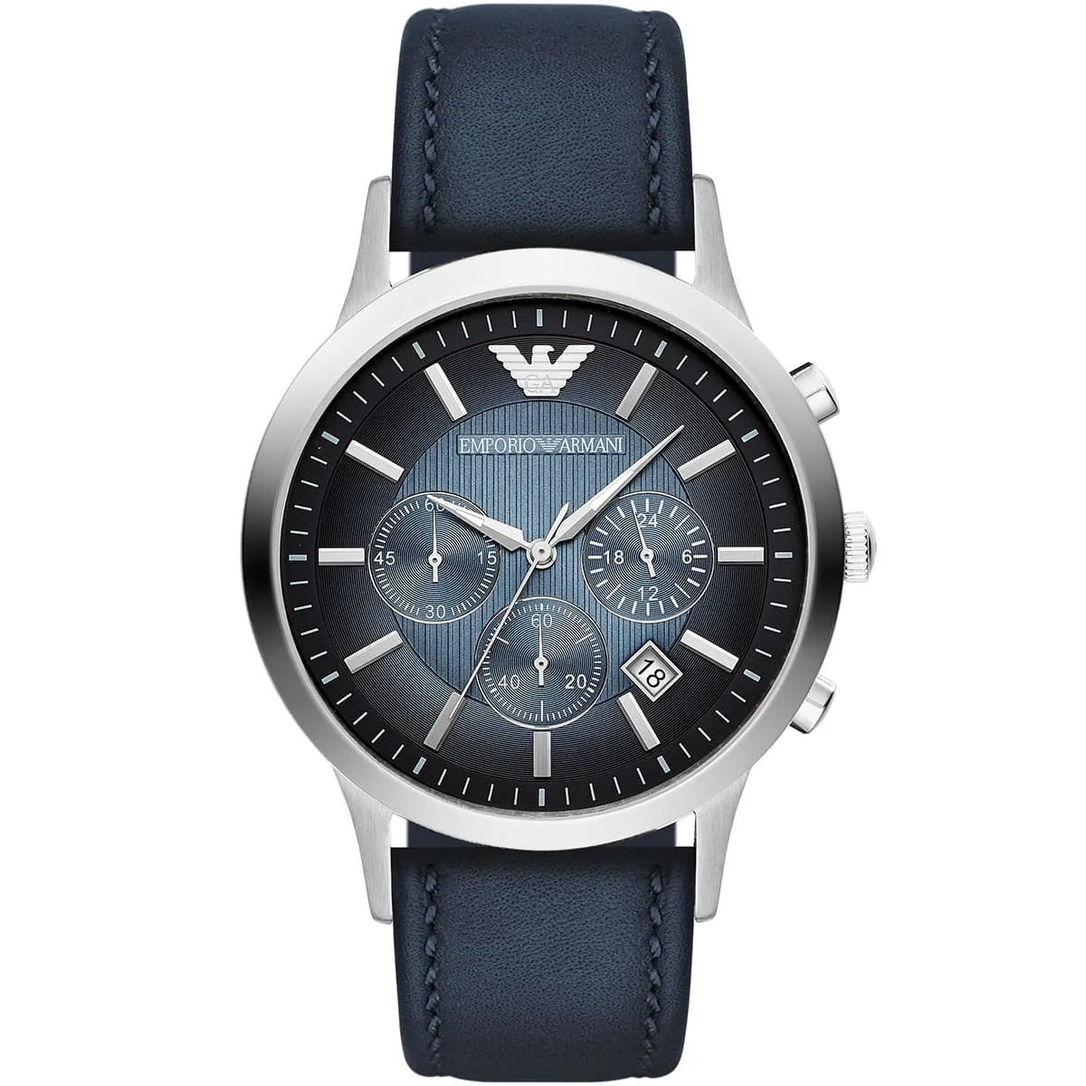 Emporio Armani Renato AR2473 Navy Blue Leather Chronograph Watch