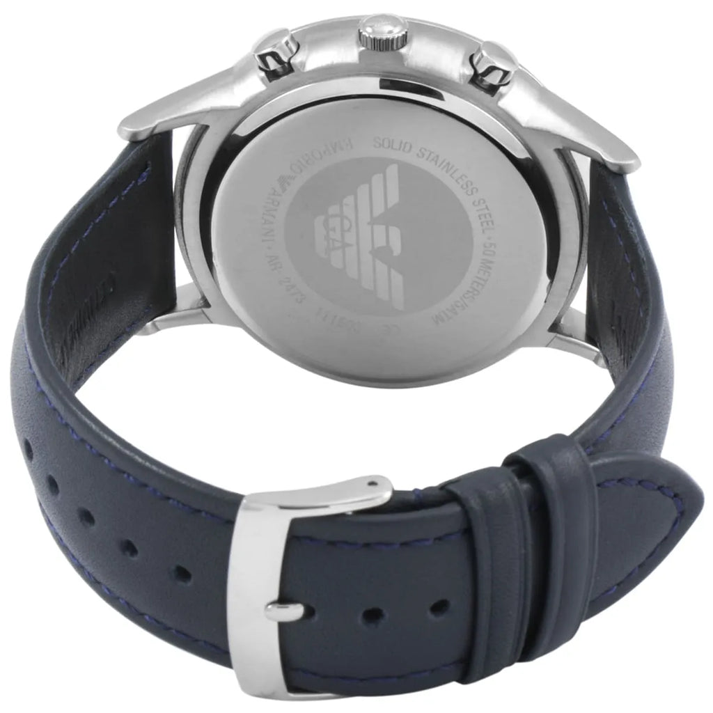 Emporio Armani Renato AR2473 Navy Blue Leather Chronograph Watch