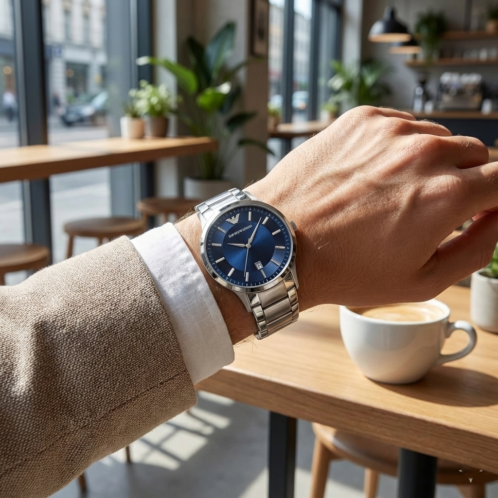 Emporio Armani Renato AR2477 Two-Tone Navy Blue Dial Watch