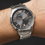 Emporio Armani Renato AR2514 Grey Dial Rose Gold Accents Watch