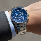 Emporio Armani Retro AR5860 Royal Blue Dial Silver Watch