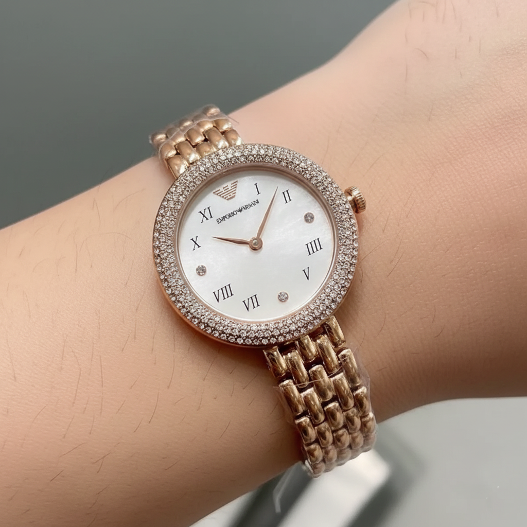 Emporio Armani Rosa AR11355 Rose Gold Pavé Crystal Watch