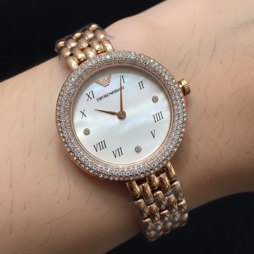 Emporio Armani Rosa AR11355 Rose Gold Pavé Crystal Watch