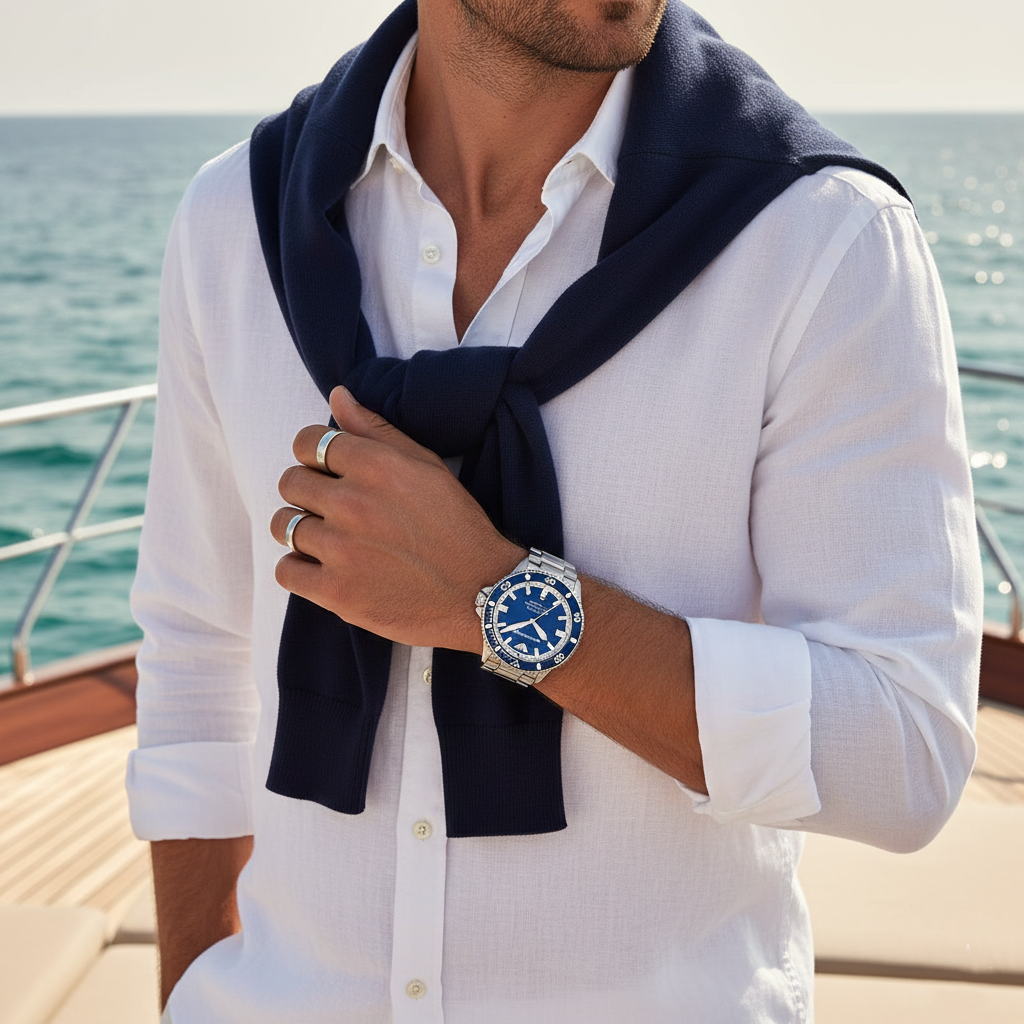 Emporio Armani Sea Explorer AR60079 Automatic Blue Dial Diver's Watch