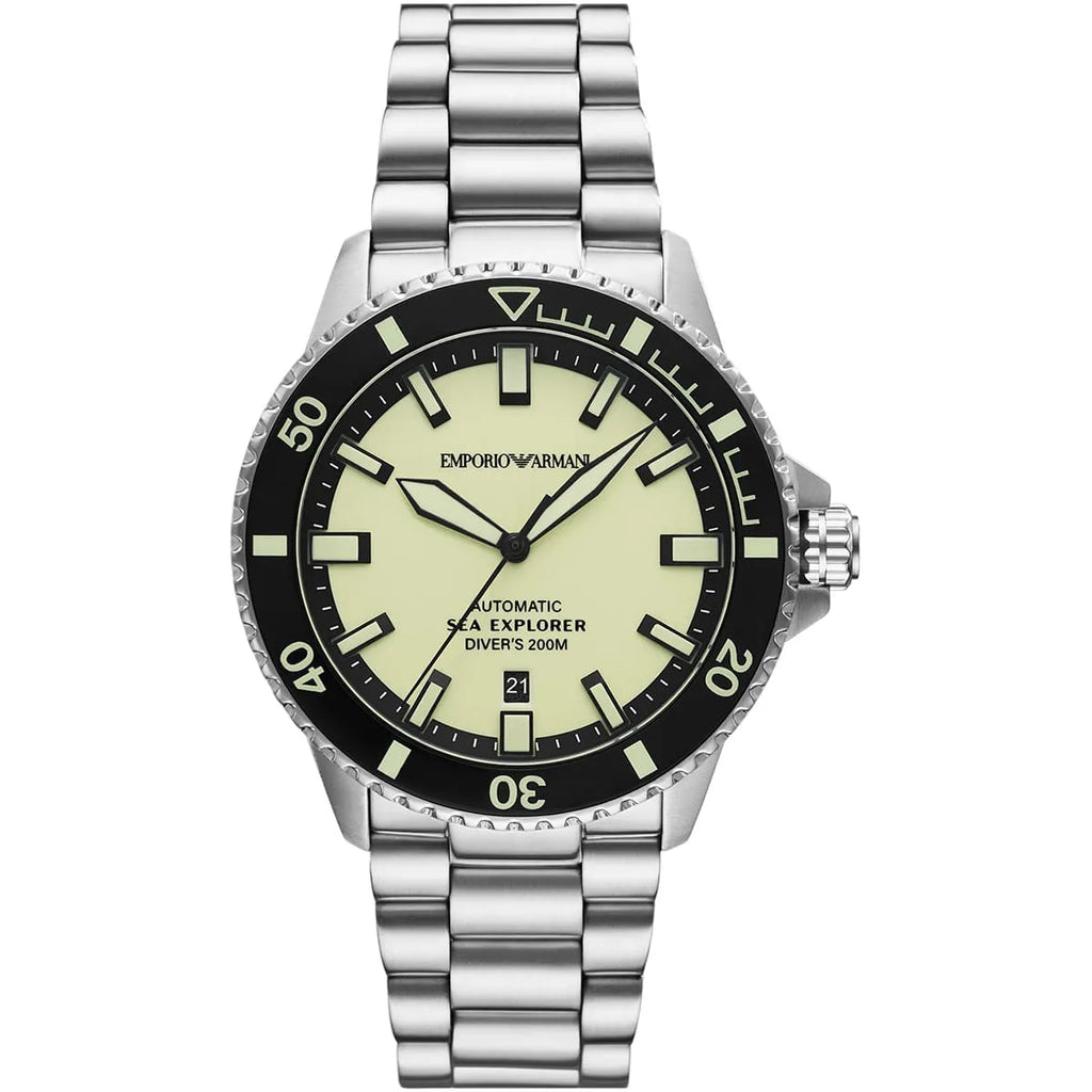 Emporio Armani Sea Explorer AR60083 Automatic Yellow Dial Diver's Watch