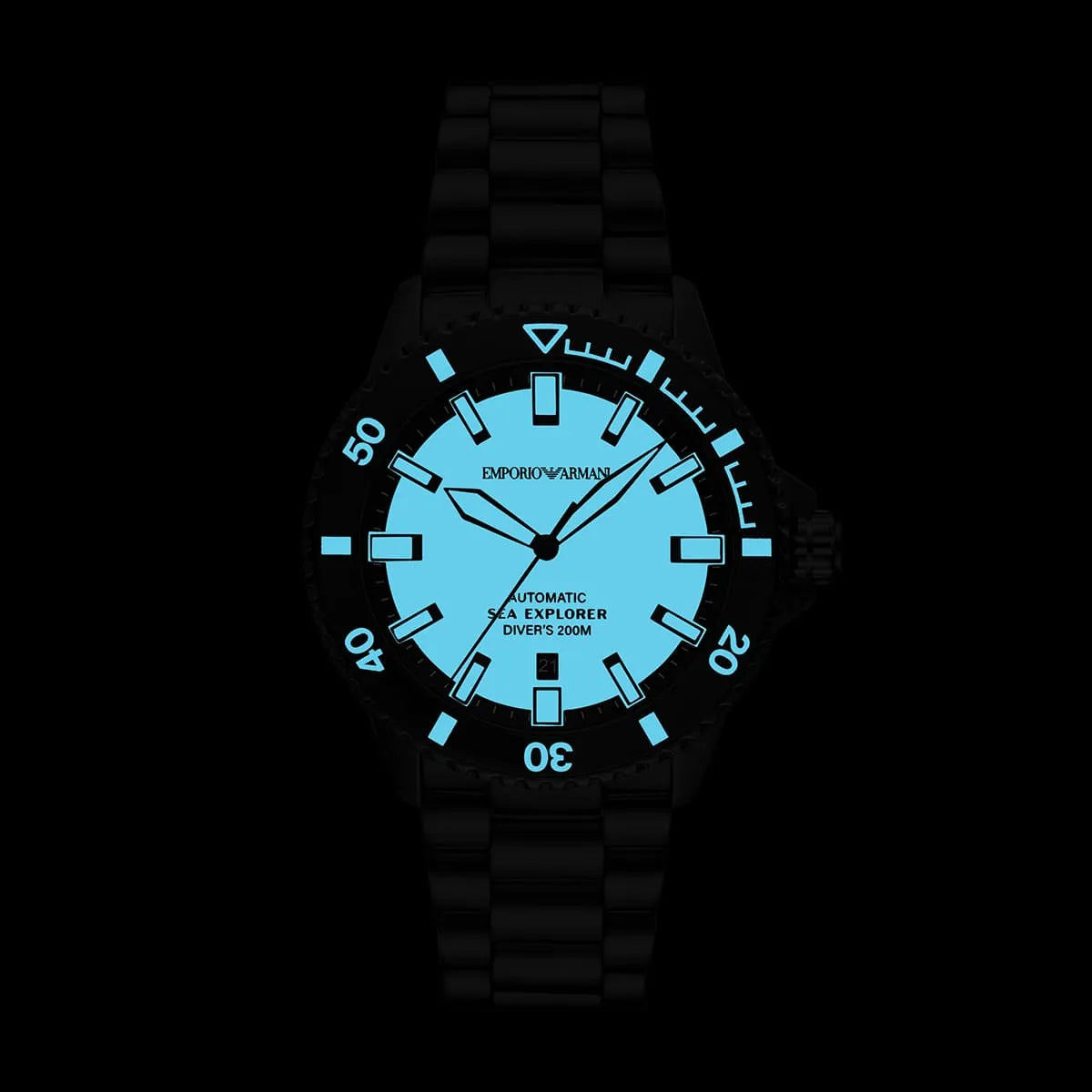Emporio Armani Sea Explorer AR60084 Automatic Tiffany Blue Dial Black Watch