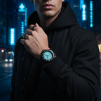 Emporio Armani Sea Explorer AR60084 Automatic Tiffany Blue Dial Black Watch