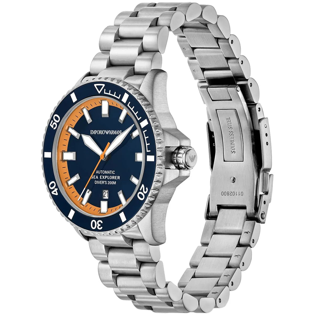 Emporio Armani Sea Explorer AR60090 Automatic Blue & Orange Diver's Watch
