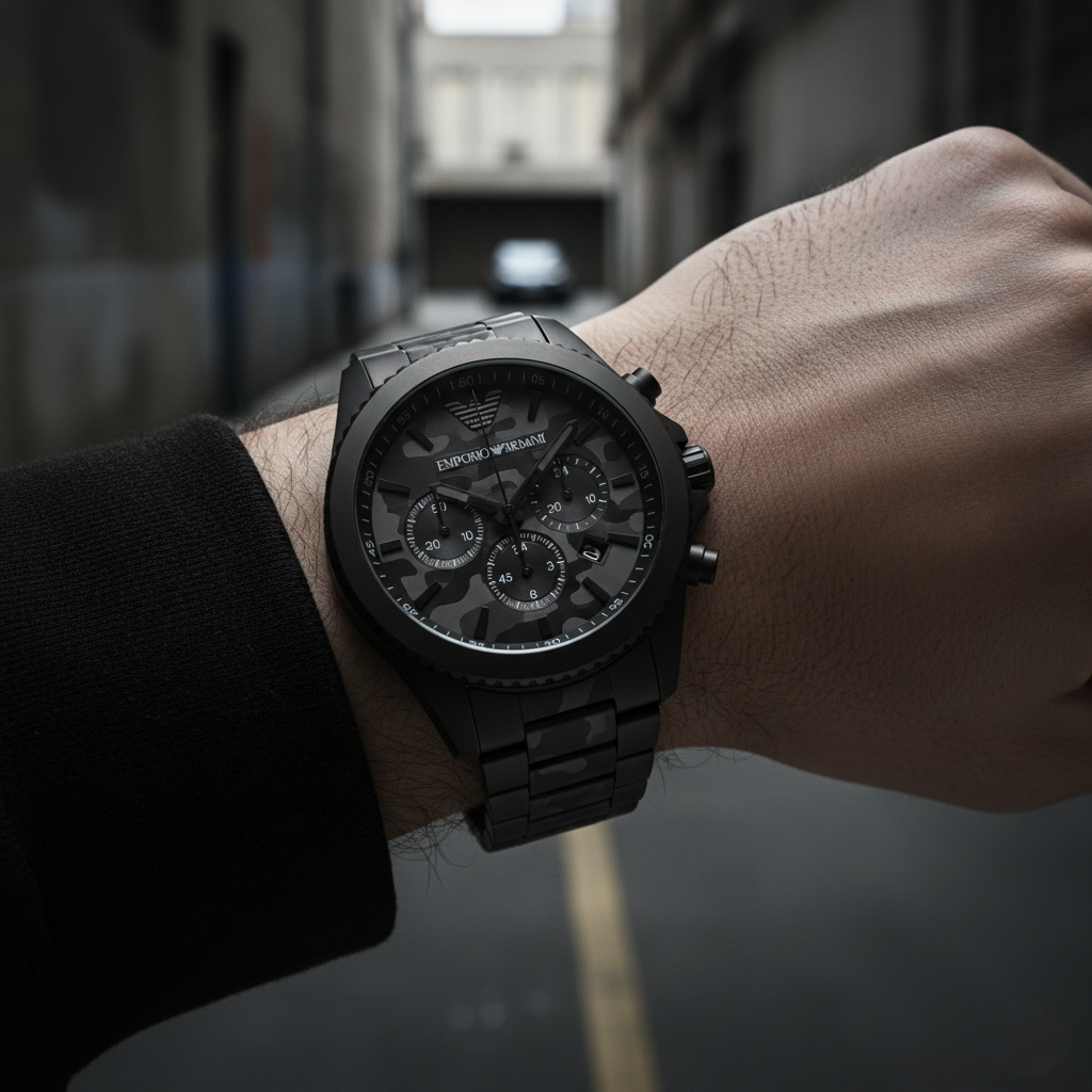 Emporio Armani Sigma AR11027 Black Camouflage Chronograph Watch