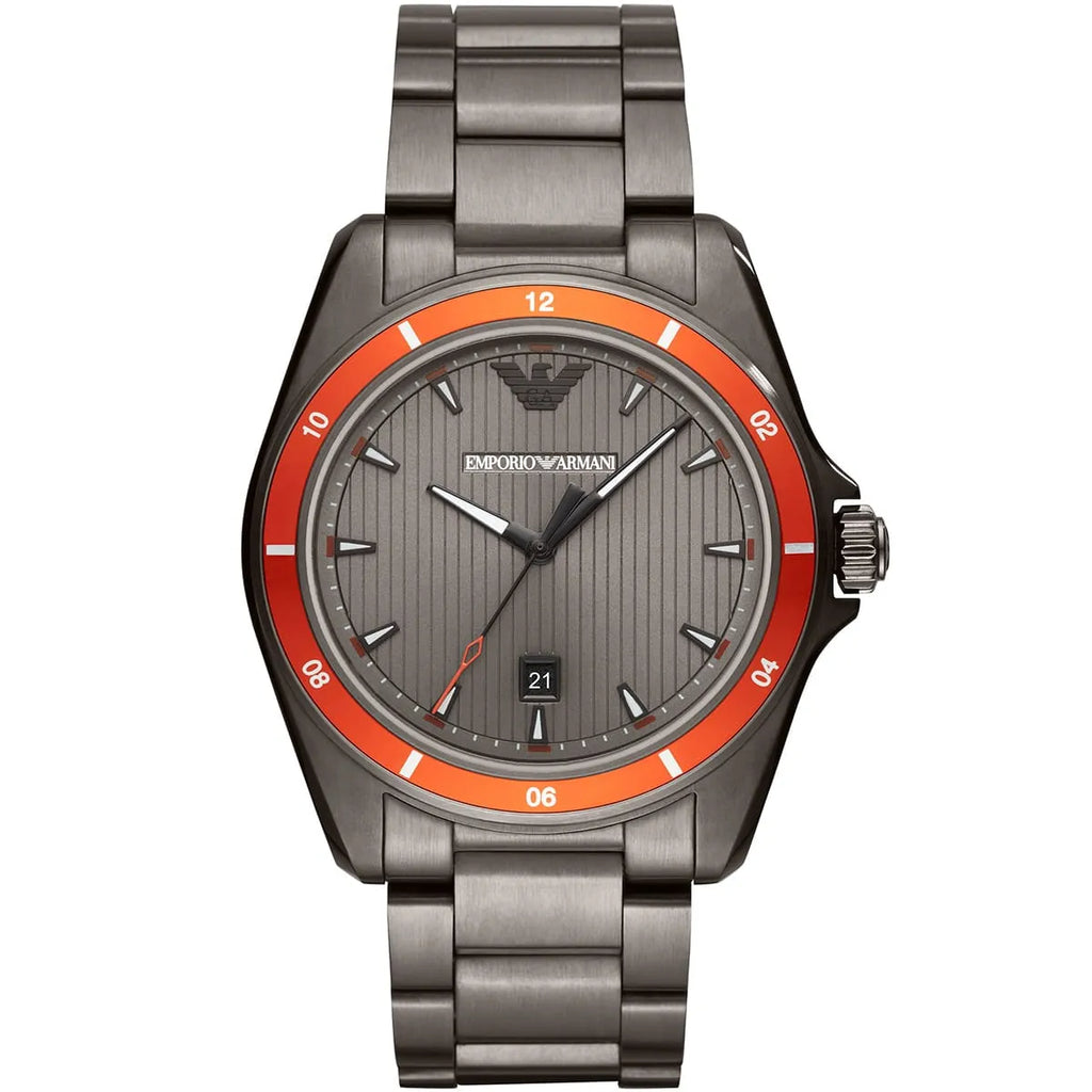 Emporio Armani Sigma AR11178 Gunmetal Watch with Orange Bezel