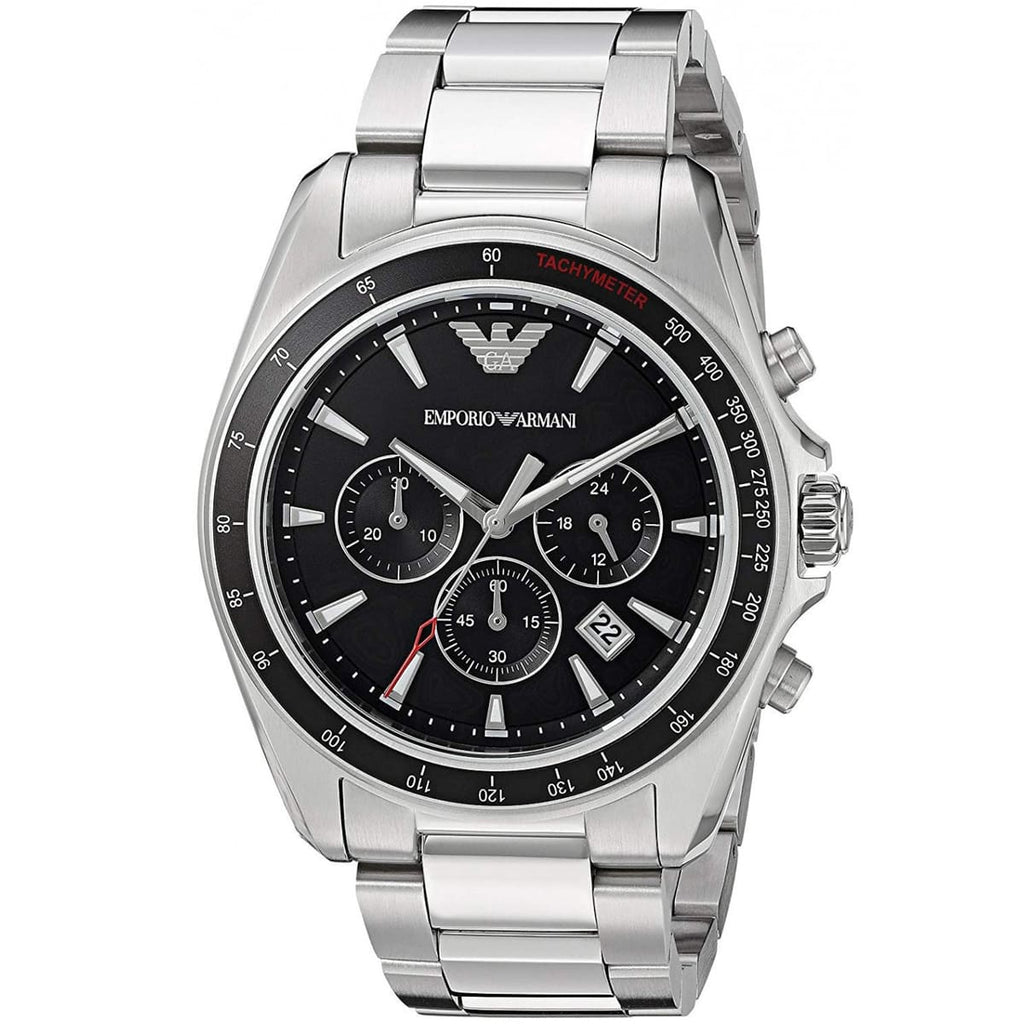Emporio Armani Sigma AR6098 Silver Steel Black Dial Watch