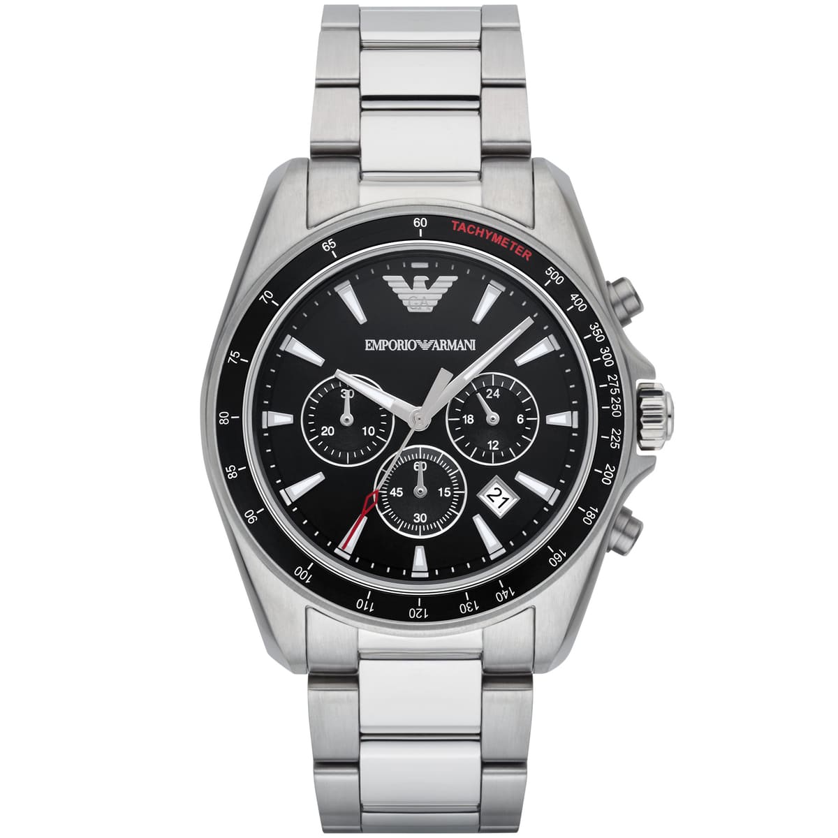 Emporio Armani Sigma AR6098 Silver Steel Black Dial Watch