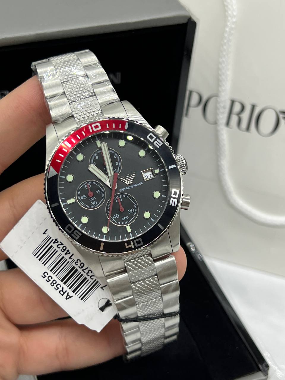 Emporio Armani Sportive AR5855 Black Dial Chronograph Watch
