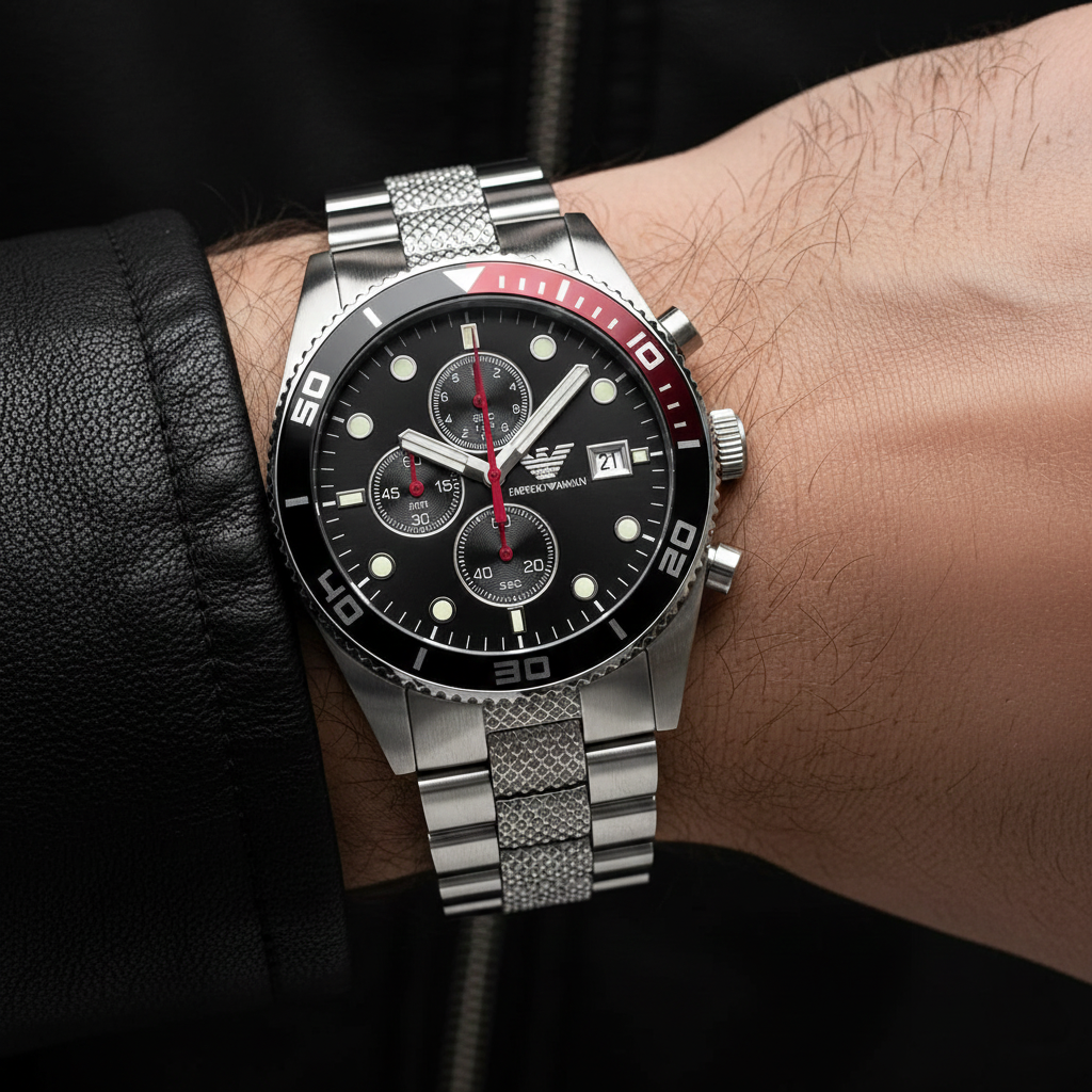 Emporio Armani Sportive AR5855 Black Dial Chronograph Watch
