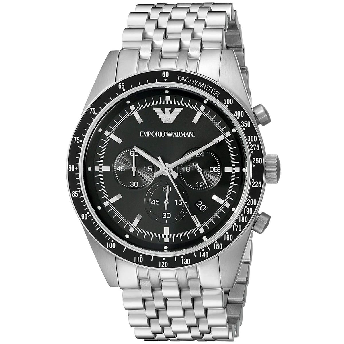 Emporio Armani Sportivo AR5988 Black Dial Silver Chronograph Watch