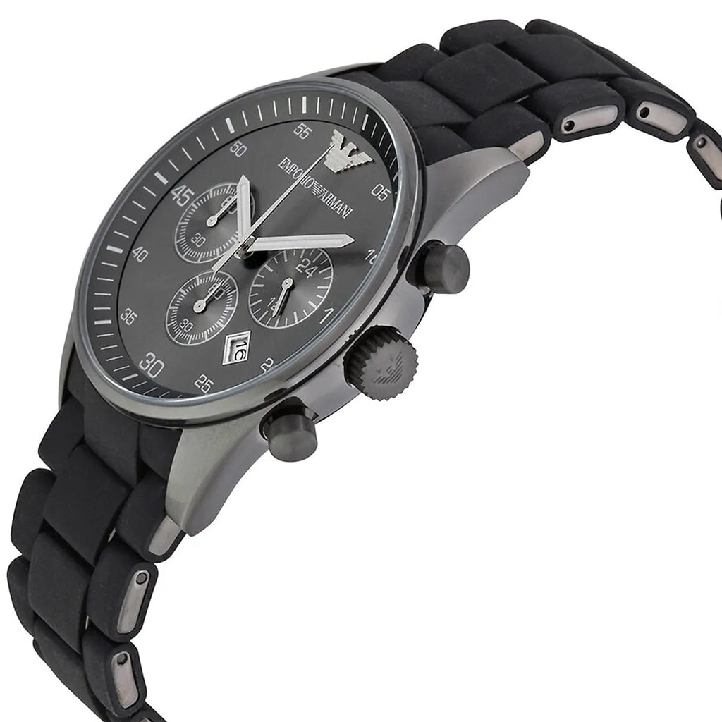 Emporio Armani Tazio AR5889 Sportivo Black Rubber Chronograph Watch