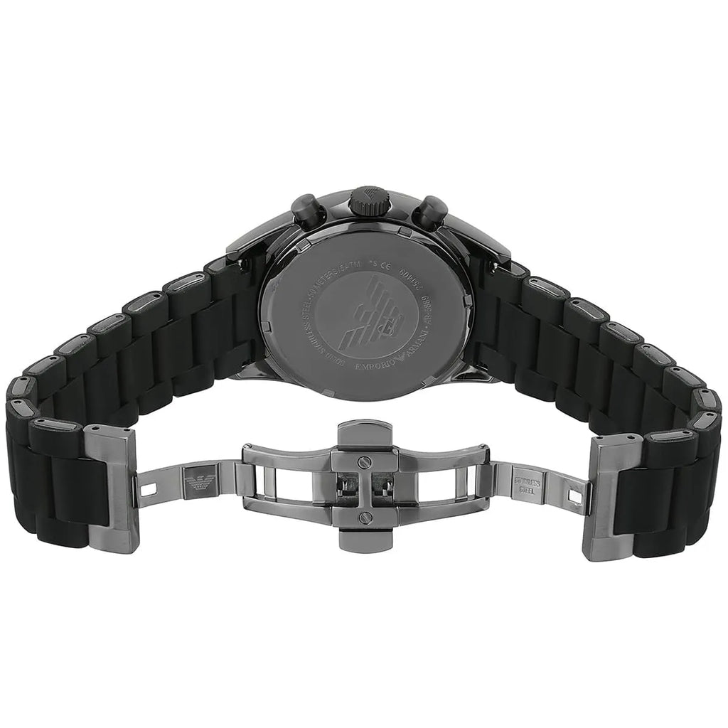 Emporio Armani Tazio AR5889 Sportivo Black Rubber Chronograph Watch