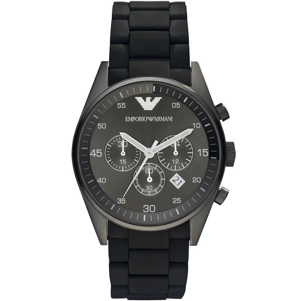 Emporio Armani Tazio AR5889 Sportivo Black Rubber Chronograph Watch