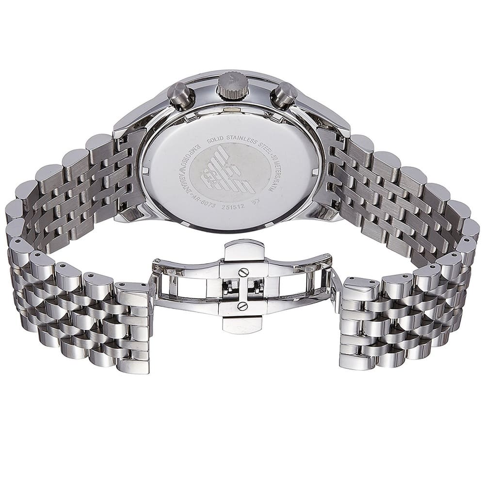 Emporio Armani Tazio AR6073 Silver Dial Black Bezel Watch