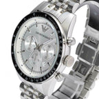 Emporio Armani Tazio AR6073 Silver Dial Black Bezel Watch