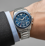 Emporio Armani Tazio Large AR6091 Silver Chronograph Watch