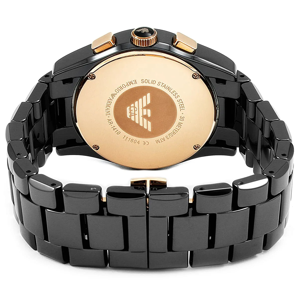 Emporio Armani Valente AR1410 Black Ceramic & Rose Gold Watch