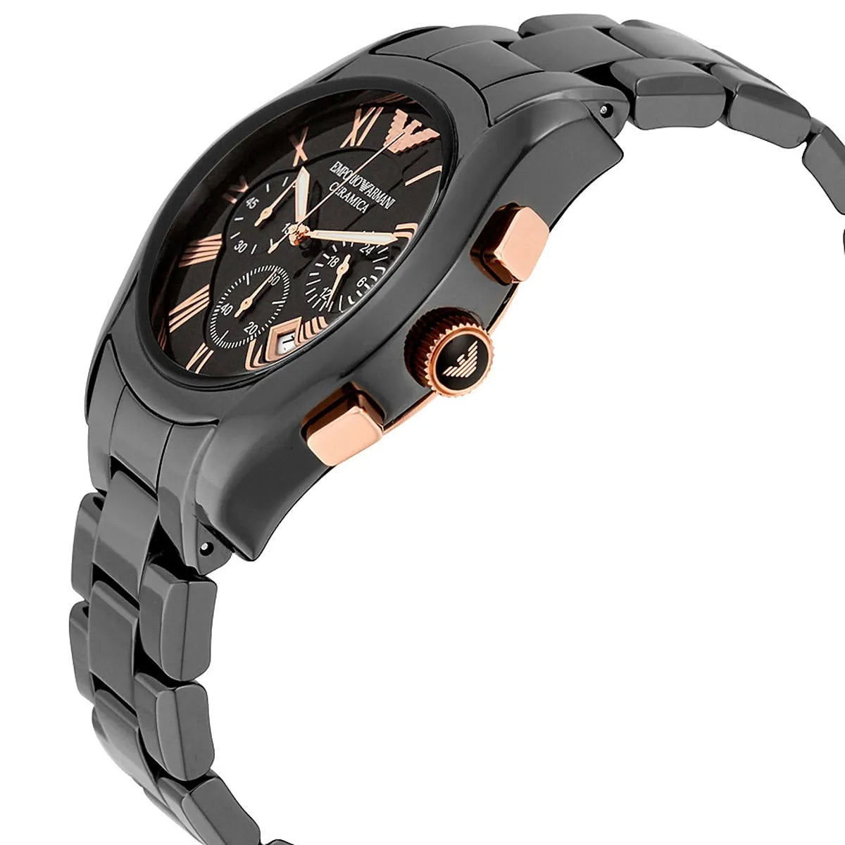 Emporio Armani Valente AR1410 Black Ceramic & Rose Gold Watch