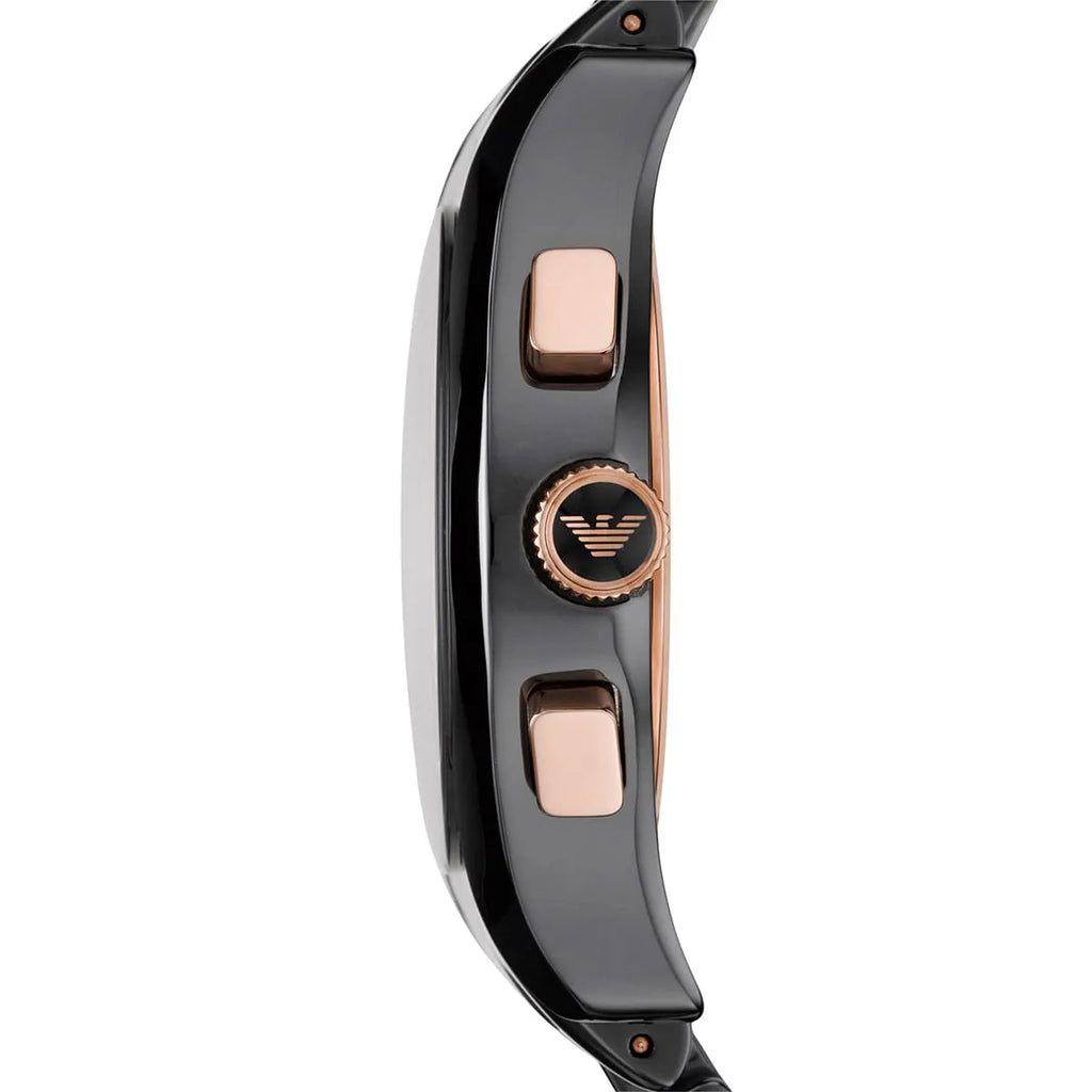 Emporio Armani Valente AR1410 Black Ceramic & Rose Gold Watch
