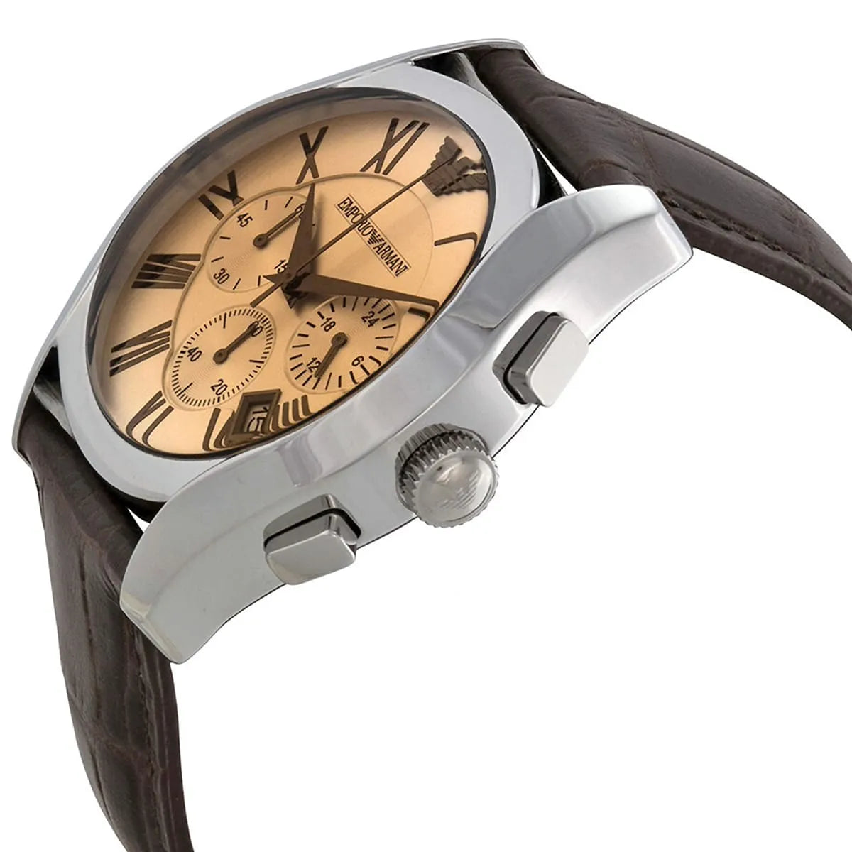 Emporio Armani Valente AR1634 Champagne Dial Brown Leather Watch