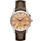 Emporio Armani Valente AR1634 Champagne Dial Brown Leather Watch