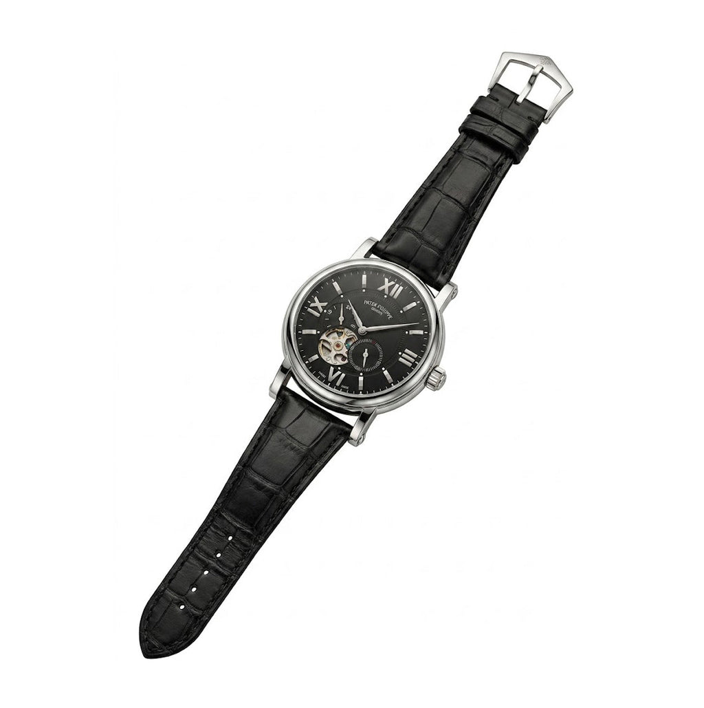 Luxury Skeleton Dial Automatic Watch – Nautilus-Inspired Design, Black Dial, Stainless Steel Case & Black Leather Strap