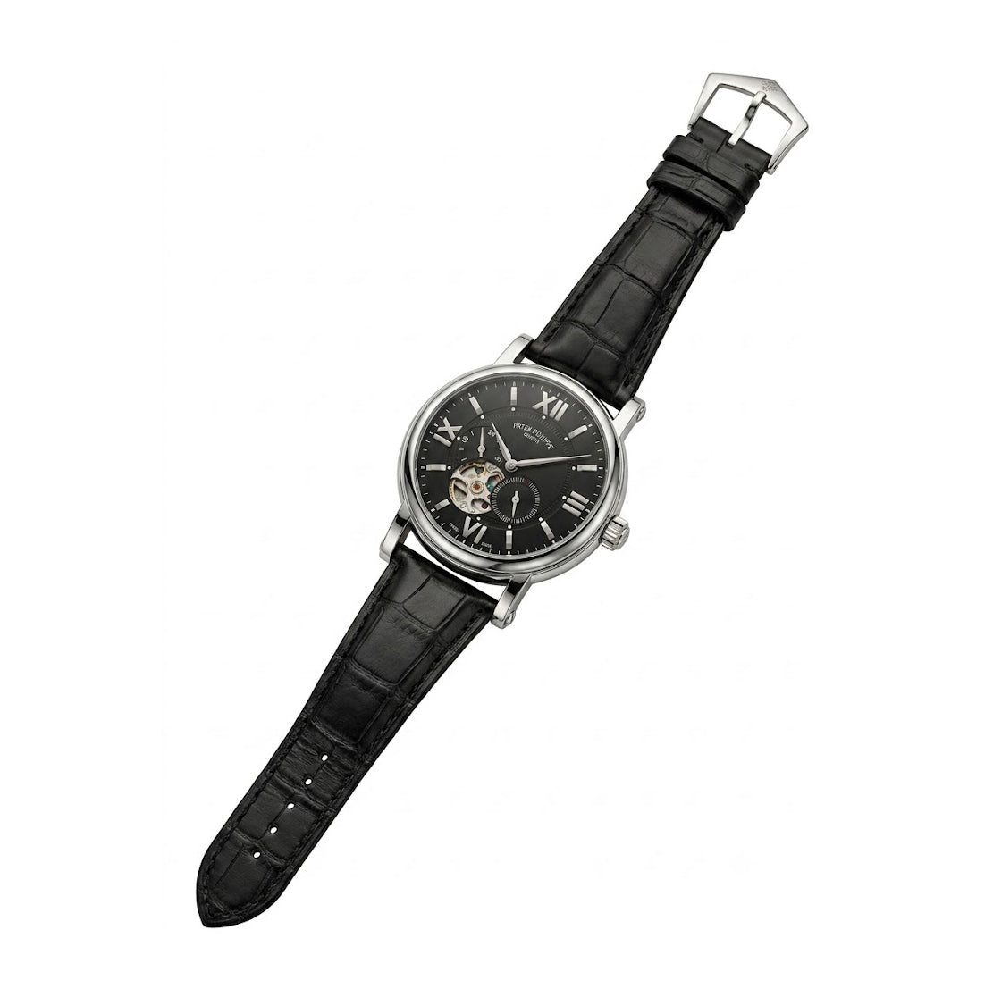 Luxury Skeleton Dial Automatic Watch – Nautilus-Inspired Design, Black Dial, Stainless Steel Case & Black Leather Strap