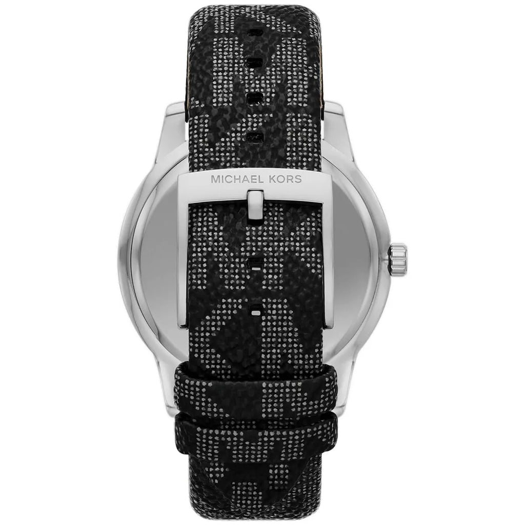 Michael Kors Tibby MK2976 Silver-Tone Watch with Black MK Logo Strap