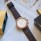 Michael Kors Parker MK6917 Rose Gold Watch with Brown MK Logo Strap