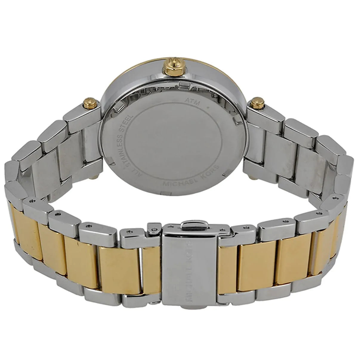 Michael Kors Parker MK6055 Two-Tone Watch with Crystal Bezel and Multi-Function Dial