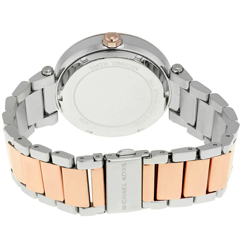 Michael Kors Parker MK6314 Two-Tone Watch with Rose Gold MK Logo Dial