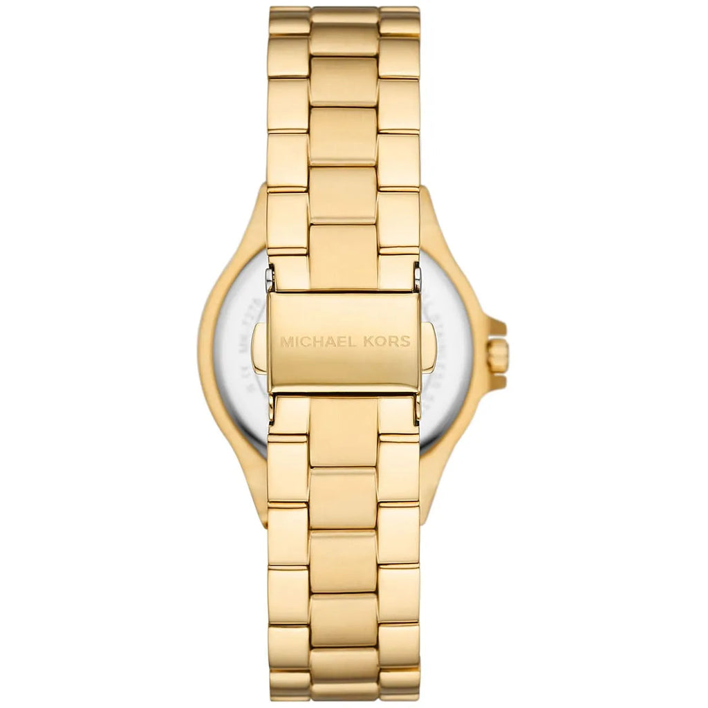 Michael Kors Lennox MK7278 Gold-Tone Watch with Crystal Bezel and Silver Dial