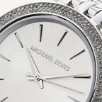Michael Kors Darci MK3190 Silver-Tone Watch with Crystal Bezel and Silver Dial