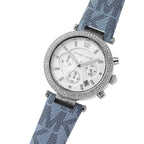 Michael Kors Parker MK6936 Silver Watch with Light Blue Genuine Leather Strap