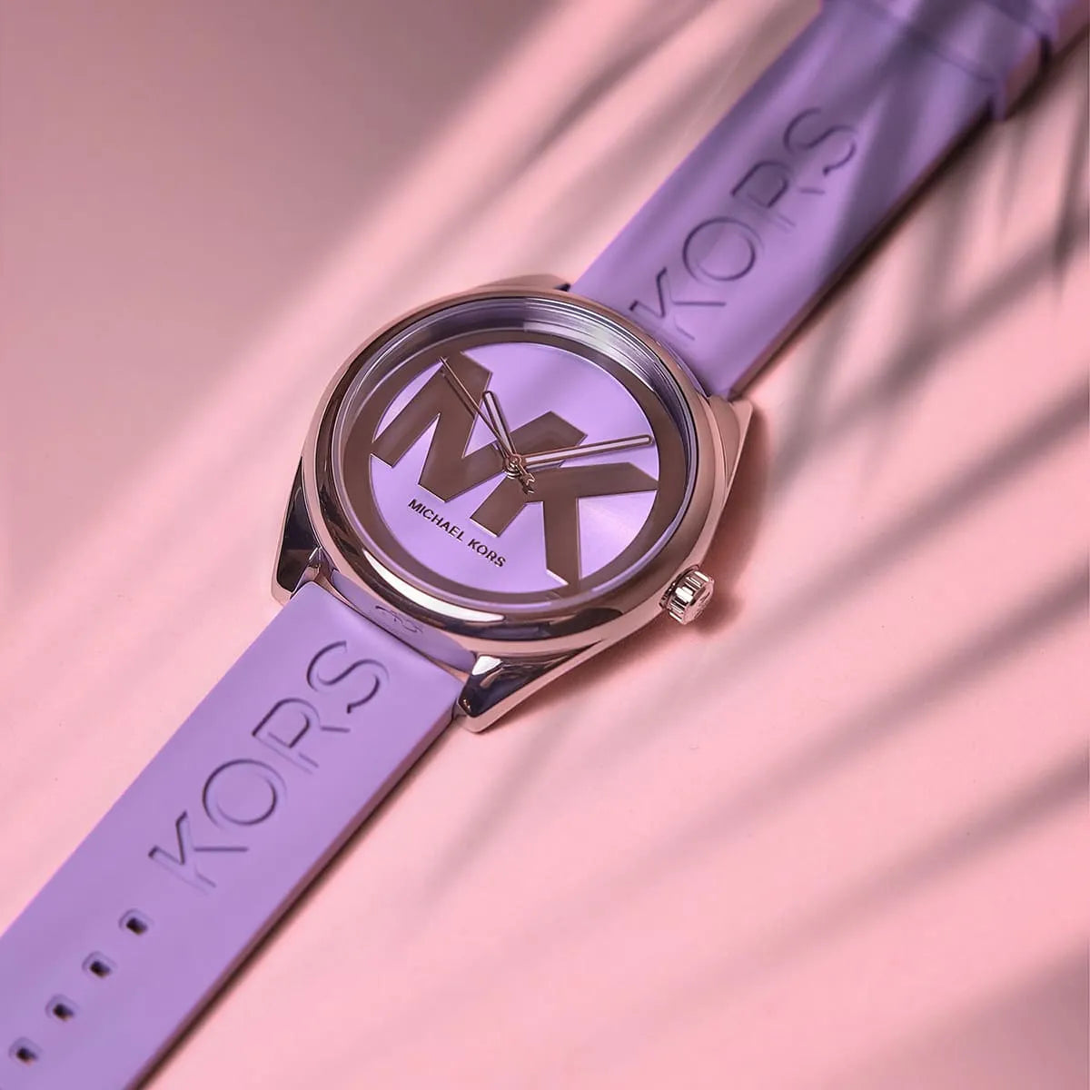 Michael Kors Janelle MK7143 Silver Watch with Purple Silicone Strap