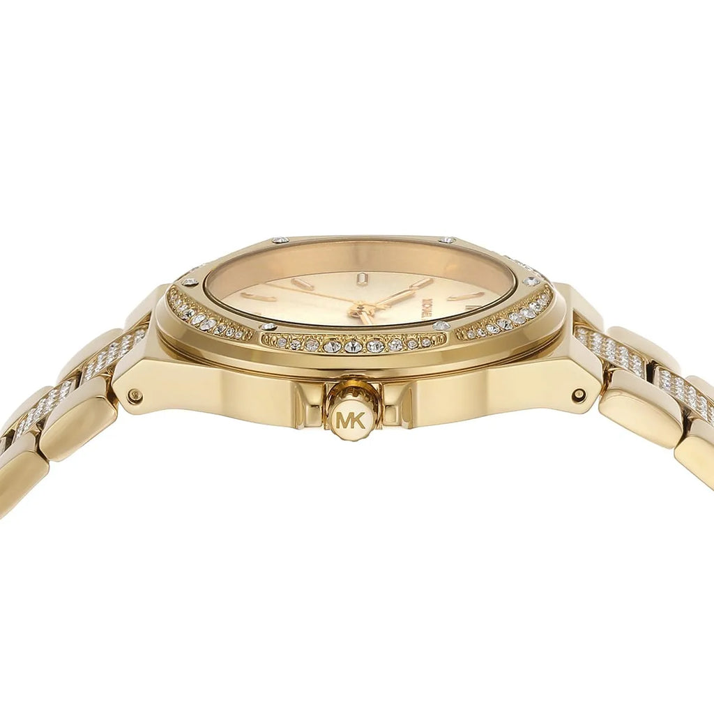 Michael Kors Lennox MK7361 Gold-Tone Watch with Pavé Crystal Bracelet