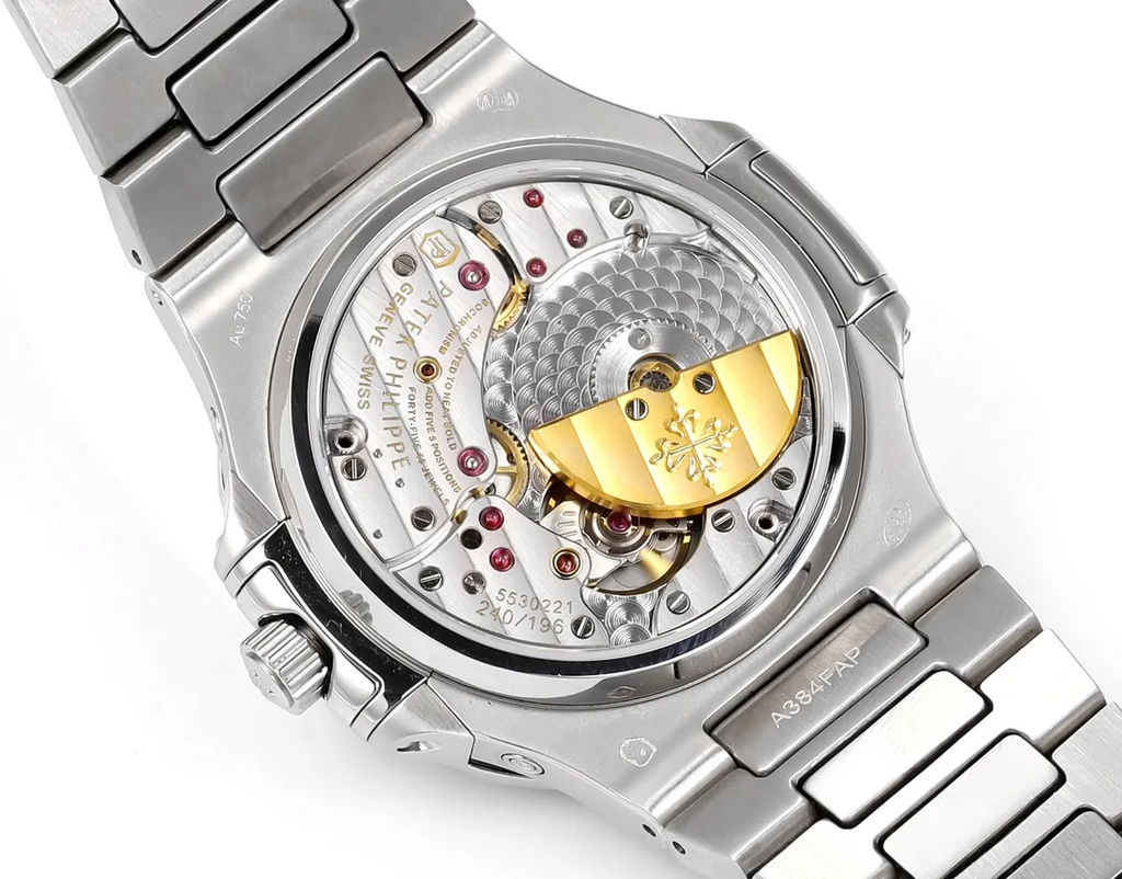 Luxury Nautilus-Style Stainless Steel Watch – Aqua Blue Dial, Multi-Function Display